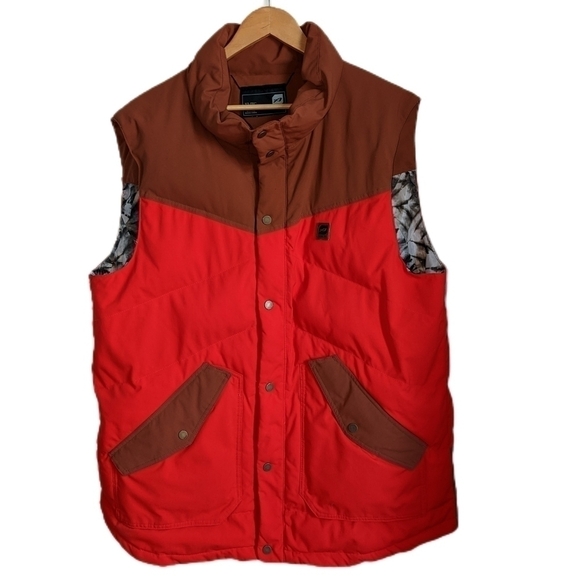 𝅺MEN ORAGE Reversible Red & Abstract Print Puffer Sleeveless Vest Extra-Large - Picture 2 of 11